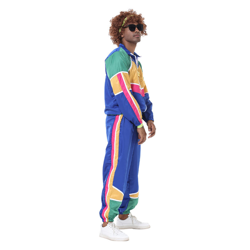 Men Retro Vintage hip-hop disco Cosplay Costume Jacket Pants Headband Sprotwear Outfits Halloween Carnival Suit