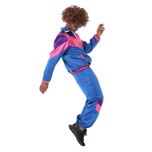 Men Retro Vintage hip-hop disco Cosplay Costume Jacket Pants Headband Sprotwear Outfits Halloween Carnival Suit