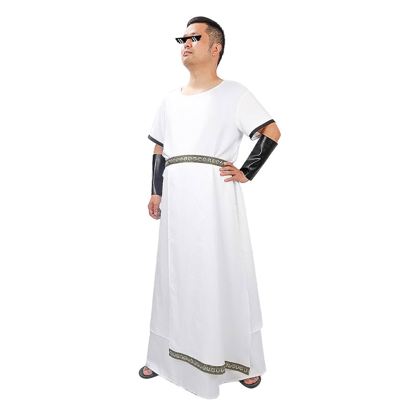 Men‘s White Greek Robe Cosplay Costume Outfits Halloween Carnival Party Suit