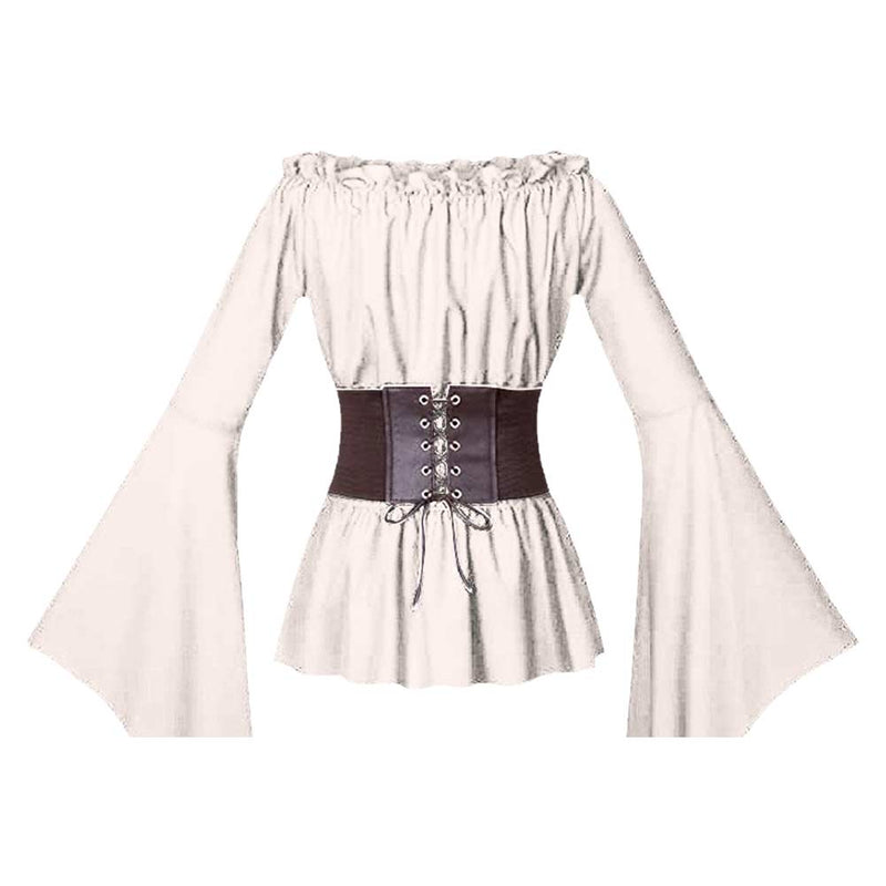 Middle Ages Renaissance long sleeved corset shirt Cosplay Costume Outfits Halloween Carnival Suit