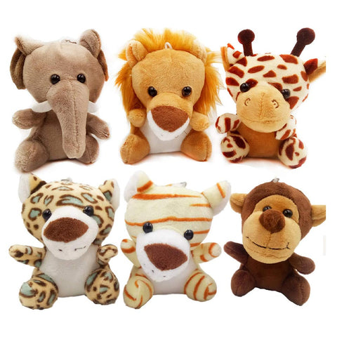 Mini Stuffed Plush Forest Animals Keychains Set Jungle Safari Animal Plush Toys Keychain