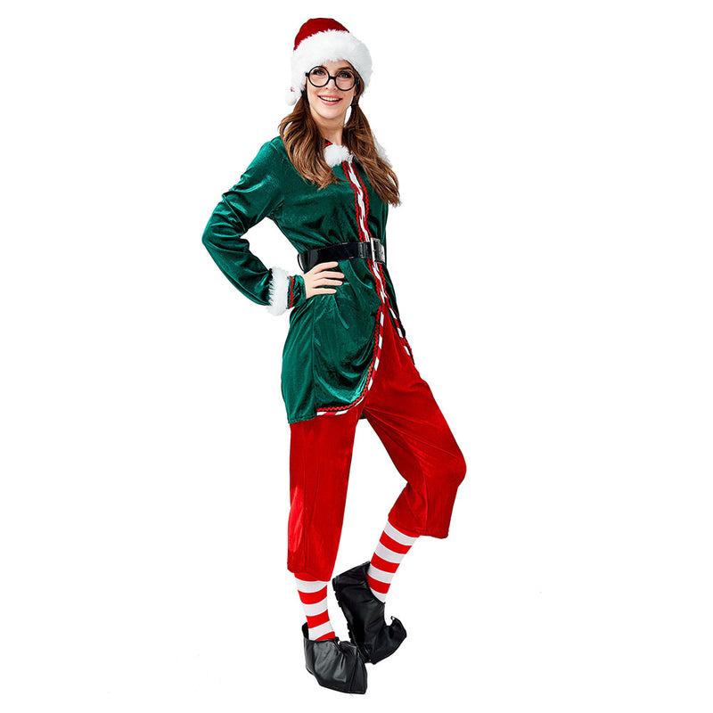 Mrcos Halloween cosplay Christmas green elves fantasy couple costumes interesting ladies adult long-sleeved clothing activities adult party costumes make-up cosplay costumes female L.