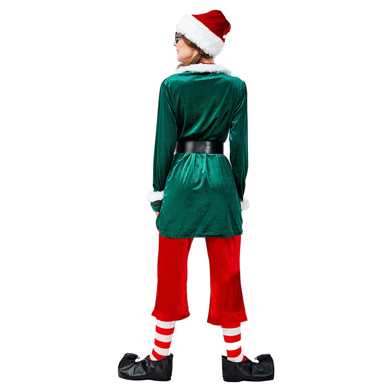 Mrcos Halloween cosplay Christmas green elves fantasy couple costumes interesting ladies adult long-sleeved clothing activities adult party costumes make-up cosplay costumes female L.