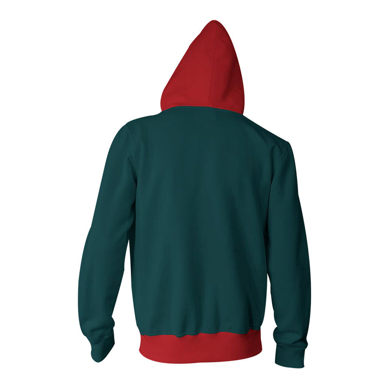 Newhui Adult Kids Into the Spider-Verse Hoodie Jacket Cotton Cosplay Zip Up Coat Costume Green