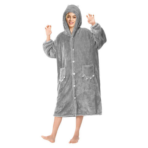 OLAOLA outfit roomwear for winter dinosaur cute adult hooded fluffy pajamas fashionable winter clothes round washing blanket warm wearing blanket thick hand loose cute spring autumn winter coldproof i