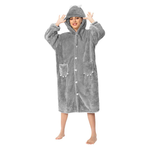 OLAOLA outfit roomwear for winter dinosaur cute adult hooded fluffy pajamas fashionable winter clothes round washing blanket warm wearing blanket thick hand loose cute spring autumn winter coldproof i