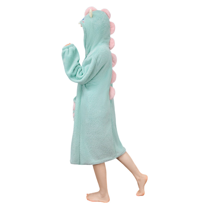 [OLAOLA] Costume Winter Lingerie Dinosaur Cute Adult Hooded Fluffy Pajamas Overall Roomwear Warm Cold Protection Thick Hand Loose (JP, Alphabet, S, Grey)