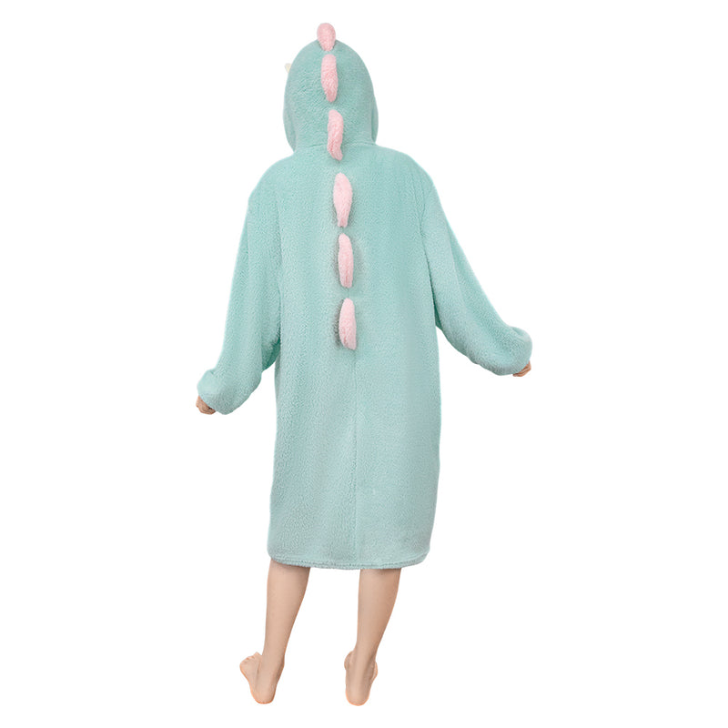 [OLAOLA] Costume Winter Lingerie Dinosaur Cute Adult Hooded Fluffy Pajamas Overall Roomwear Warm Cold Protection Thick Hand Loose (JP, Alphabet, S, Grey)