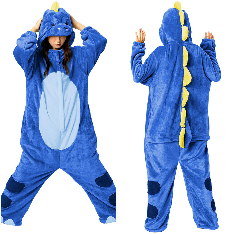 [OLAOLA] Dinosaur Costume Adult Pajamas Animal Costume Fluffy Winter Pajamas Adult Costume Cute Room Dress Fluffy Warm Room Cold Prevention Measures Fannel Material (Both Men and Women)