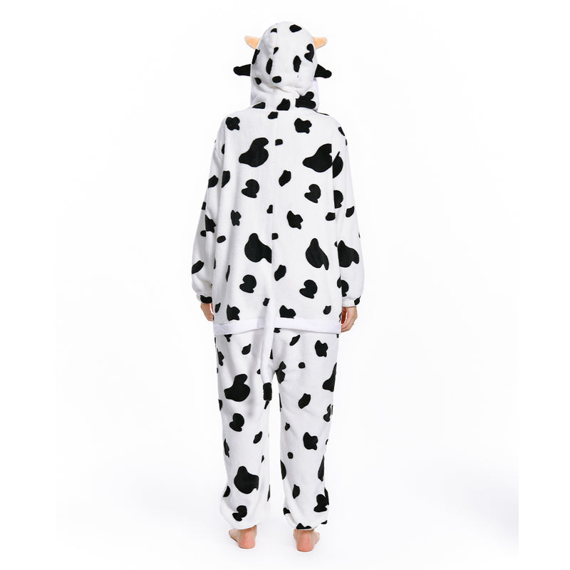 Olaola, woman's flannel hooded pajamas-Panda, rose cow, M