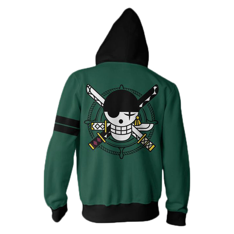 One Piece Roronoa Zoro Cosplay Hoodie Printed Sweatshirt Adult Pullover Jacket