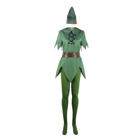 Peter Pan Cosplay Costume Jumpsuit Hat Belt Halloween Carnival Party Disguise Suit