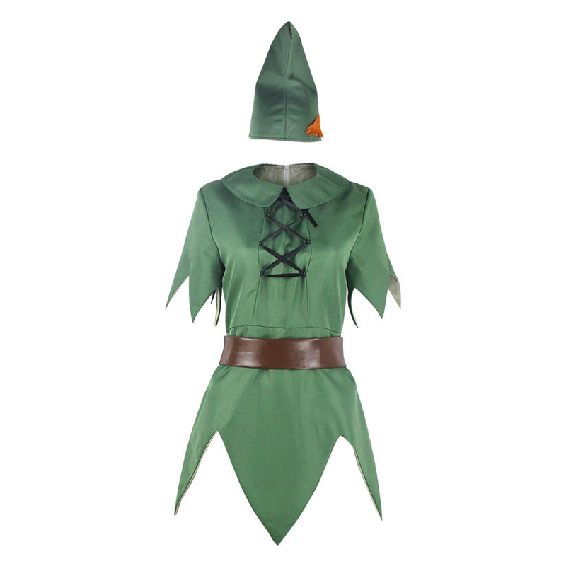 Peter Pan Cosplay Costume Jumpsuit Hat Belt Halloween Carnival Party Disguise Suit