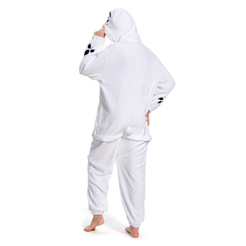Polar bear Cosplay Flannel Sleepwear Hooded Jumpsuit Costume Outfits Halloween Carnival Party Suit
