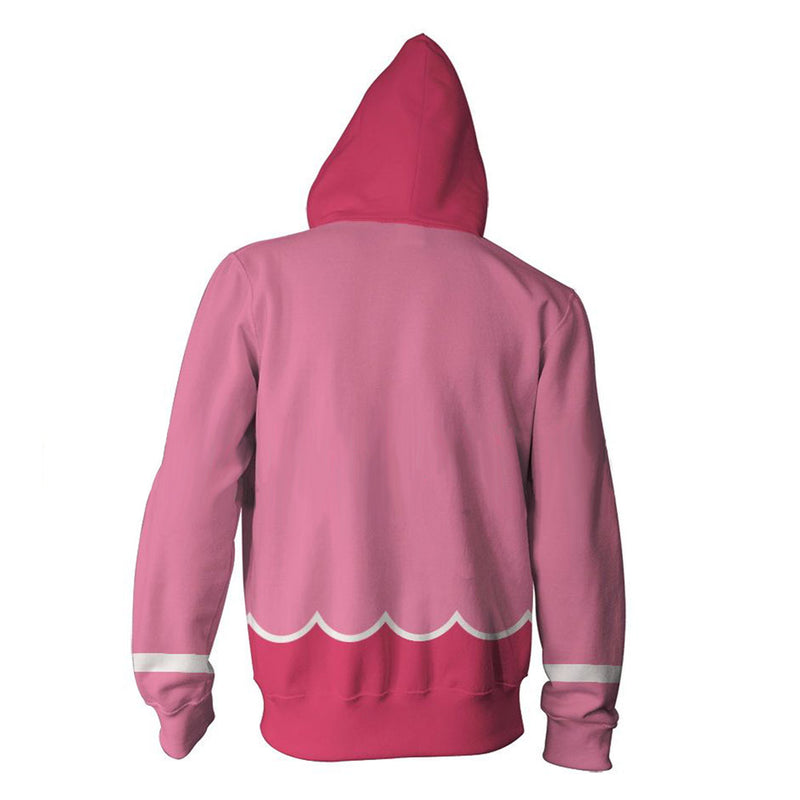 Princess Peach Cosplay Hoodie 3D Printed Hooded Sweatshirt Men Women Casual Streetwear Zip Up Jacket Coat
