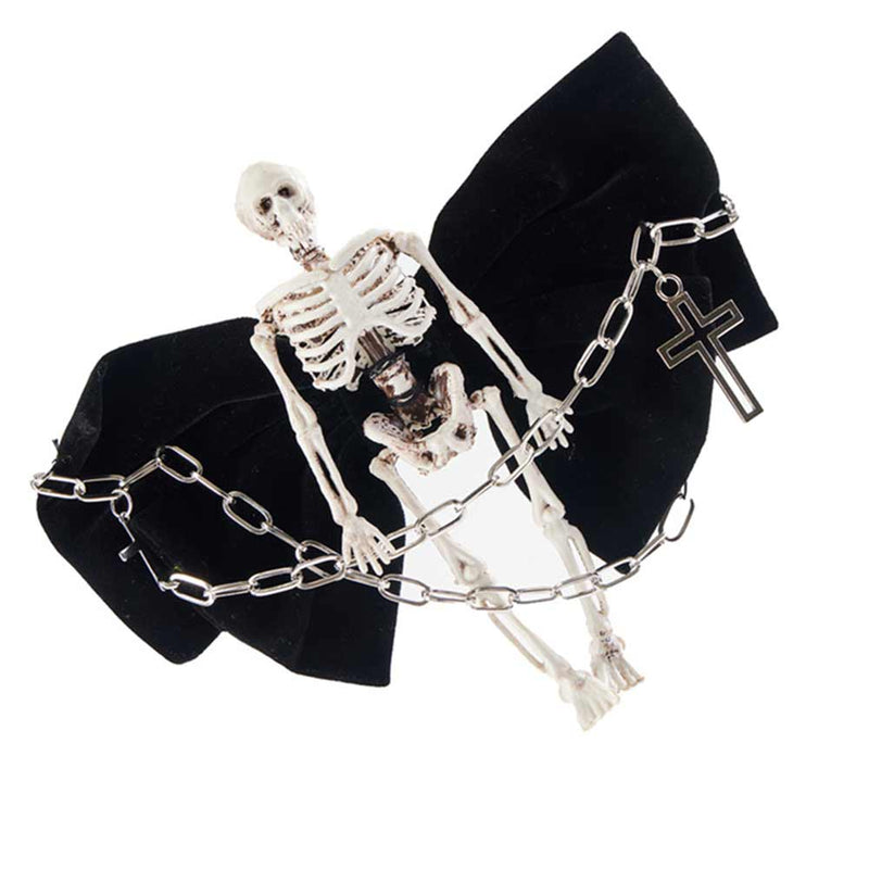 Punk Gothic Skull Skeleton Bow Hair Clip Halloween Carnival Costume Accessories