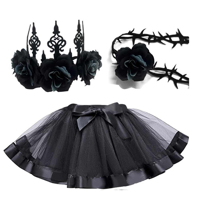 Punk style rose crown necklace tutu princess Cosplay Costume Outfits Halloween Carnival Suit