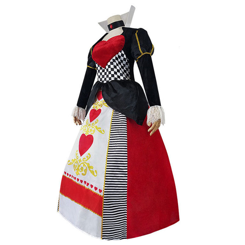 Queen Of Hearts Cosplay Costume Red Queen Dress Outfits Halloween Carnival Suit