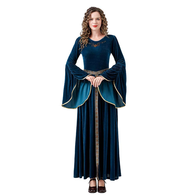 Renaissance Flare Sleeved Long Dress Cosplay Costume Outfits Halloween Carnival Suit Medieval