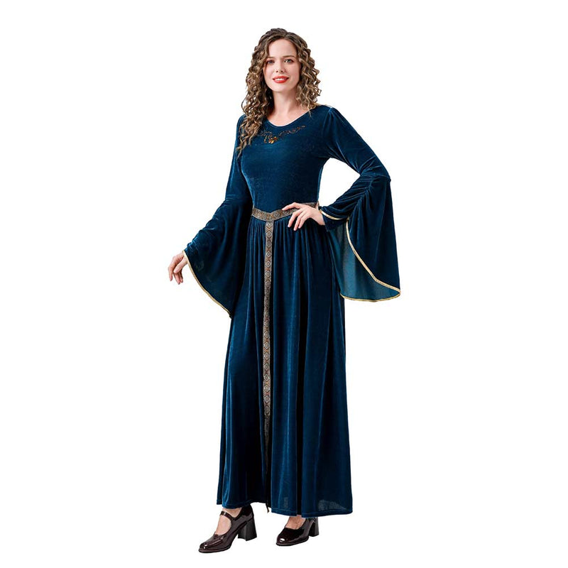 Renaissance Flare Sleeved Long Dress Cosplay Costume Outfits Halloween Carnival Suit Medieval