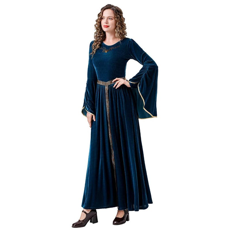 Renaissance Flare Sleeved Long Dress Cosplay Costume Outfits Halloween Carnival Suit Medieval