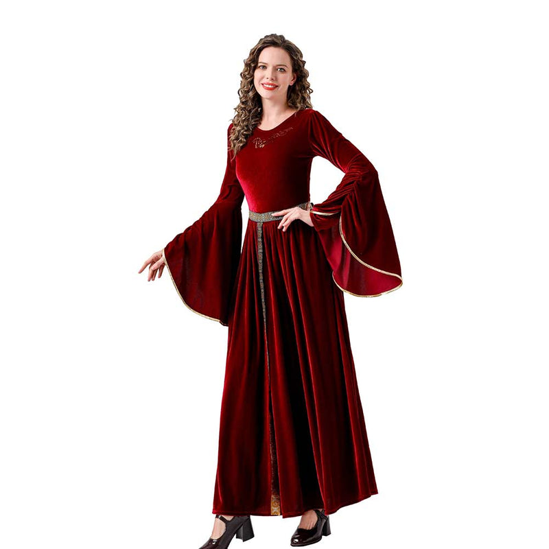 Renaissance Flare Sleeved Long Dress MedievalCosplay Costume Outfits Halloween Carnival Suit