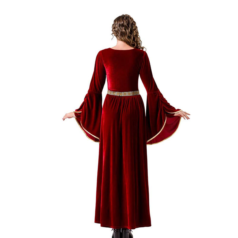 Renaissance Flare Sleeved Long Dress MedievalCosplay Costume Outfits Halloween Carnival Suit