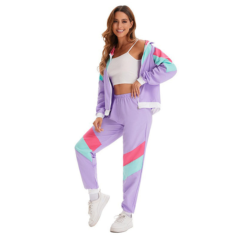 Retro 70s Sportswear Hip Hop Dance Cosplay Costume Jacket Coat Pants Outfits Halloween Carnival Party Suit