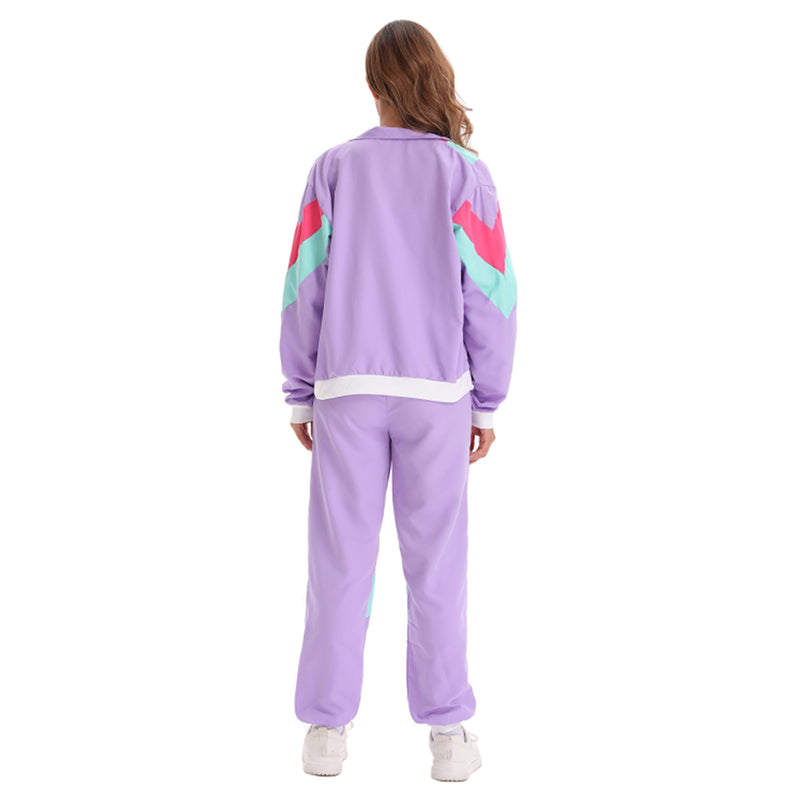 Retro 70s Sportswear Hip Hop Dance Cosplay Costume Jacket Coat Pants Outfits Halloween Carnival Party Suit