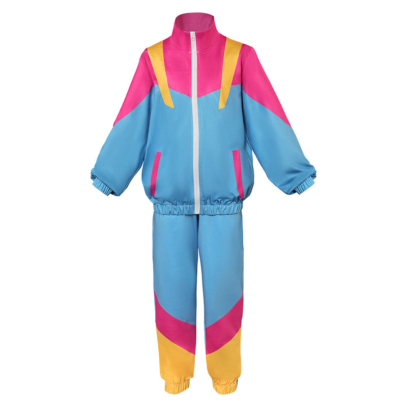 Retro Dance Sportswear Cosplay Costume Outfits Halloween Carnival Suit Kids Hip Hop Costume 80s Tracksuit