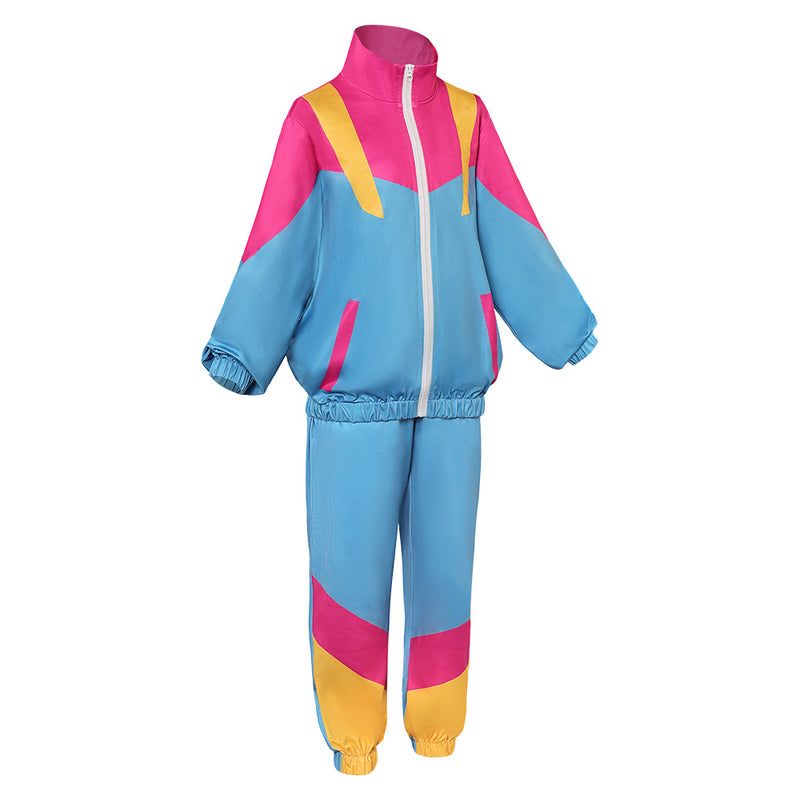 Retro Dance Sportswear Cosplay Costume Outfits Halloween Carnival Suit Kids Hip Hop Costume 80s Tracksuit