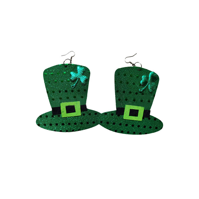 Saint St Patricks Day Green Hat Lucky Costume Accessories Celebration Carnival Props for Irish Fun Party Hats Necklace Earings Set