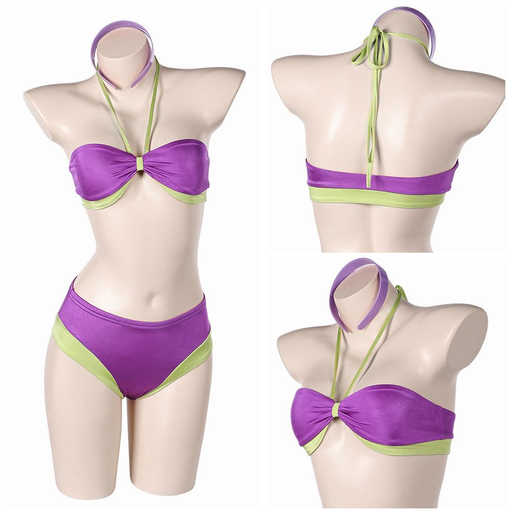 Cosplay Costume Daphne Scooby Doo Dress Scarf Set Purple Women Halloween Carnival Party Outfits