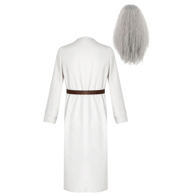 Seaehey Gandalf - Cosplay costume, white, with hood, magical style, long, tunic and ci