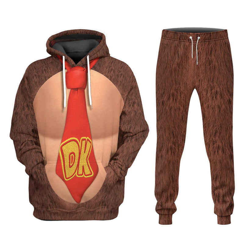 SeeCospaly Mario Donkey Kong Cosplay Hoodie 3D Printed Hooded Sweatshirt Pants Print Joggers Trousers  Set