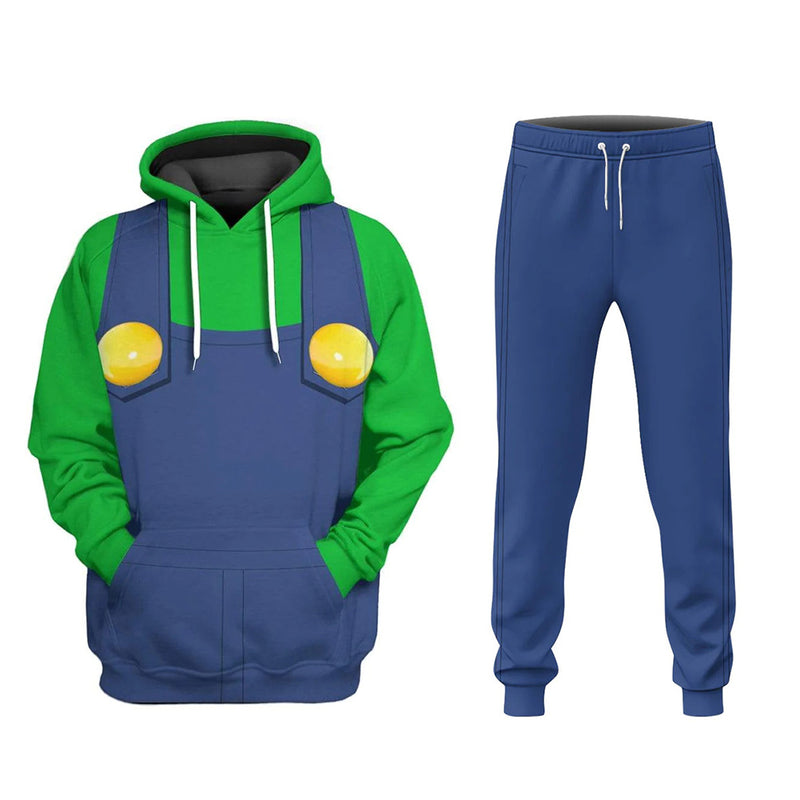 SeeCospaly Mario Luigi Cosplay Hoodie 3D Printed Hooded Sweatshirt Pants Print Joggers Trousers  Set