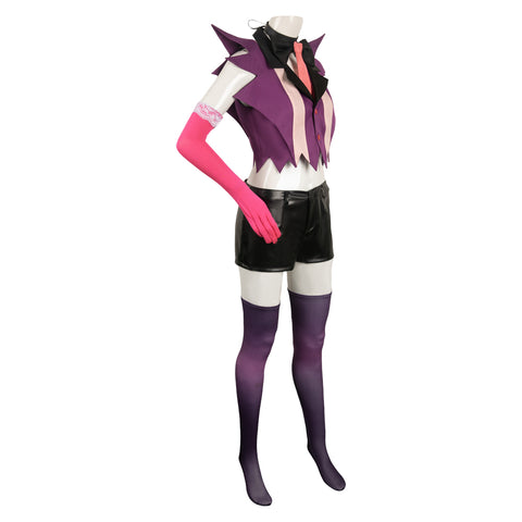 SeeCosplay Hazbin Hotel Angel Dust Purple Combat Suit Female Cosplay Costume Outfits Halloween Carnival Suit