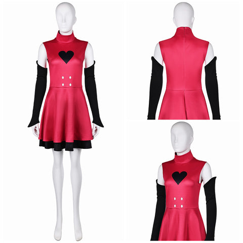 SeeCosplay Hazbin Hotel Charlie Morningstar Women Dress With Sleeves Cosplay Costume Cambat Outfits Halloween Carnival Suit