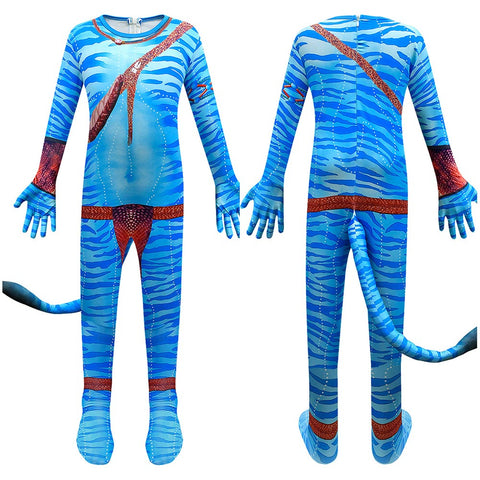 SeeCosplay Kids Children Avatar Jake Sully Cosplay Costume Jumpsuit Mask Halloween Carnival Suit