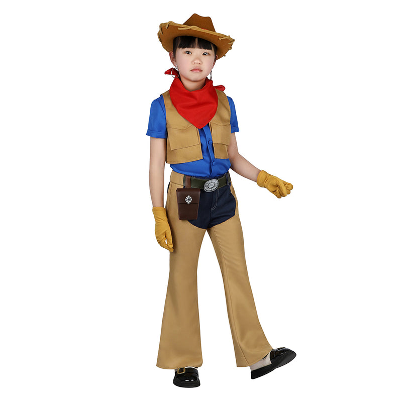 SeeCosplay Kids Children Game Princess Peach: Showtime! 2024 Cowboy Peach Brown Outfits Cosplay Costume