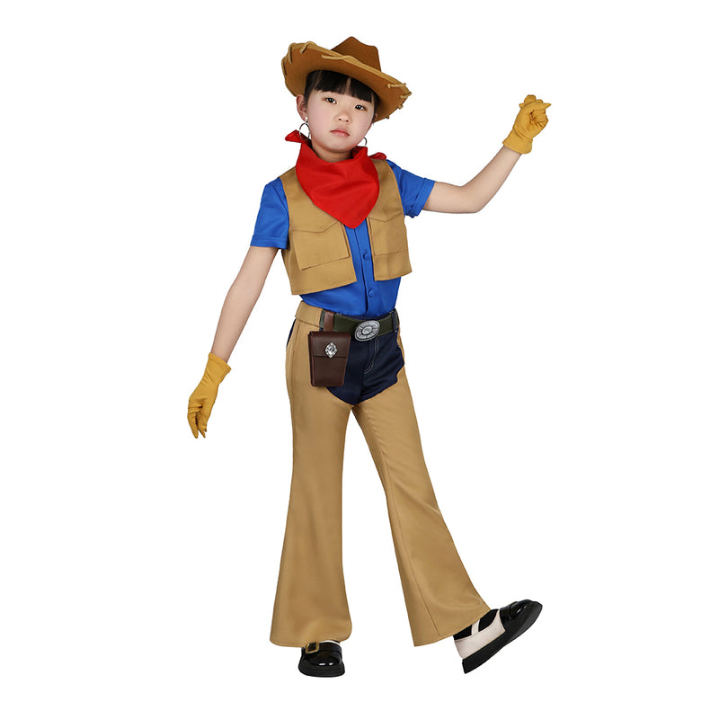 SeeCosplay Kids Children Game Princess Peach: Showtime! 2024 Cowboy Peach Brown Outfits Cosplay Costume