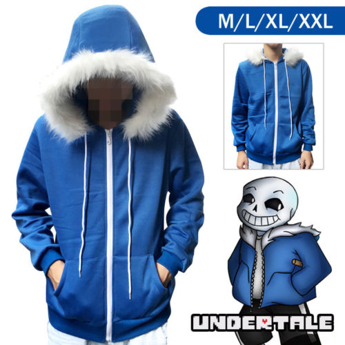 SeeCosplay Undertale Sans Cosplay Costume Blue Hoodie Hooded Jacket Winter Coat Sweater