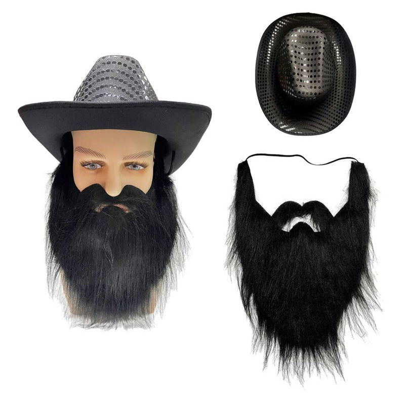 Sequin Jazz Hat Adult Stage Prop Cowboy Hat Halloween Carnival Costume Accessories Beard