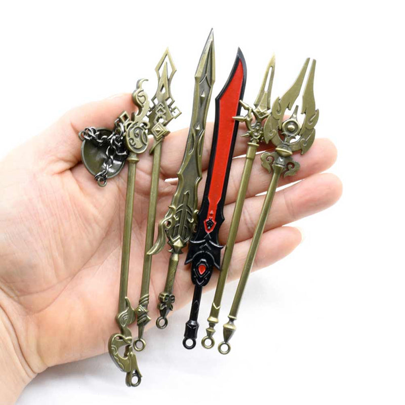 Game Genshin Impact Sword Keychains Genshin Cosplay Weapons Skyward Blade Metal Key Rings Gifts Collections Props 5Pcs/Set