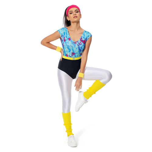 6Pcs/set Adult Women 80s Hippie Disco Cosplay Costume Outfits Sportwear Retro Halloween Carnival Suit