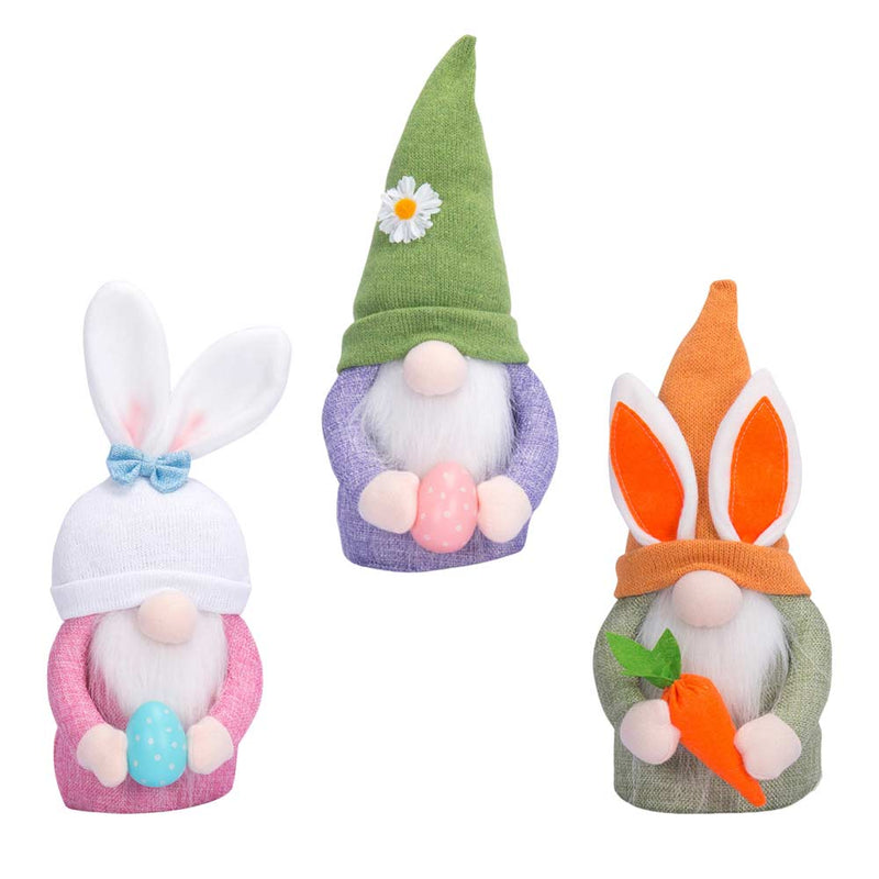 3pcs/Set Easter Bunny Gnome Decoration Dwarf Gnomes Handmade Stuffed Gnome Faceless Plush Doll Gift Girl Room Indoor Spring Decoration