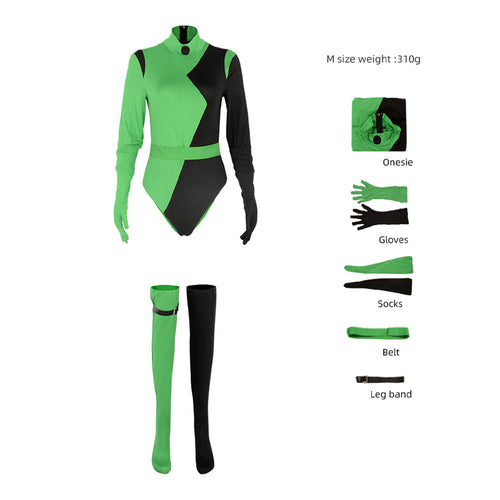 Shego Cosplay Costume Women Jumpsuit Fantasia Outfits Halloween Carnival Party Suit