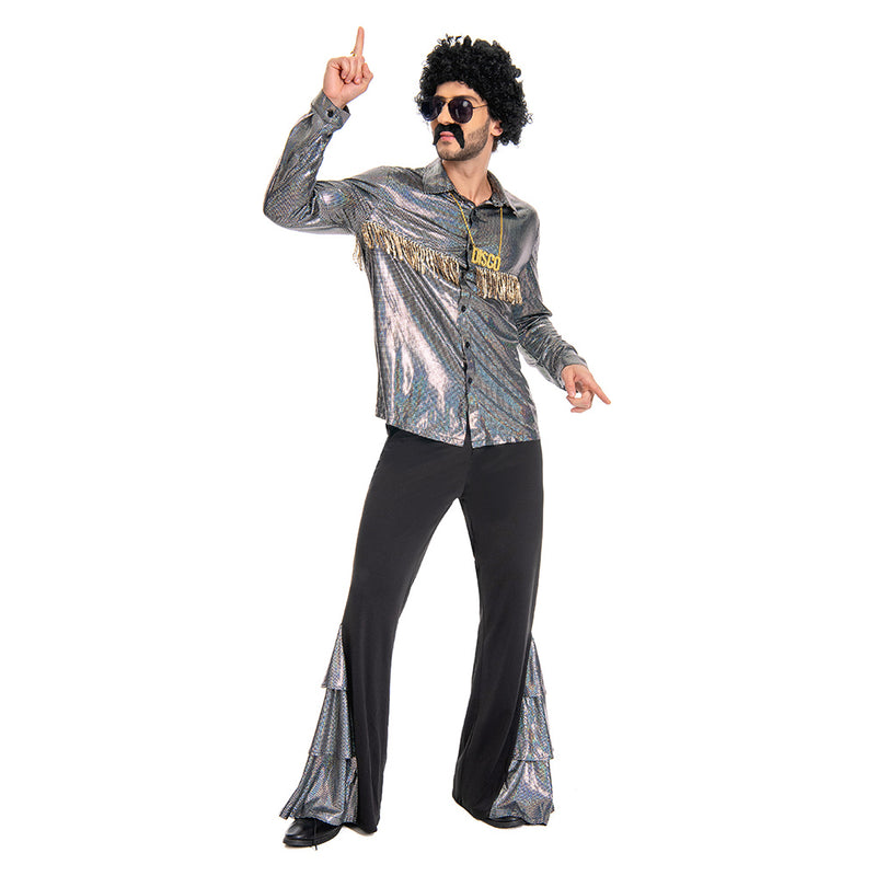 shiny 70s Cosplay Costume Outfits Halloween Carnival Suit disco