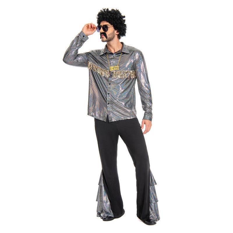 shiny 70s Cosplay Costume Outfits Halloween Carnival Suit disco