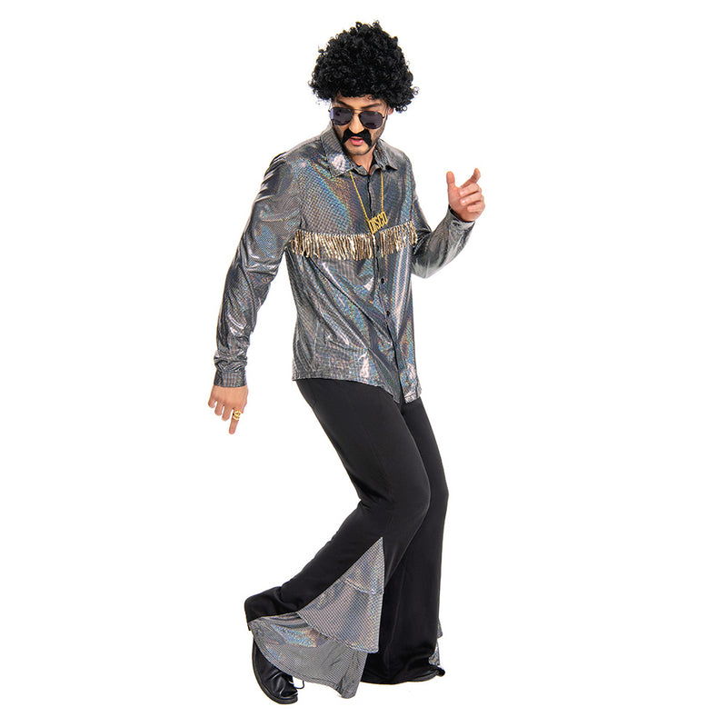 shiny 70s Cosplay Costume Outfits Halloween Carnival Suit disco